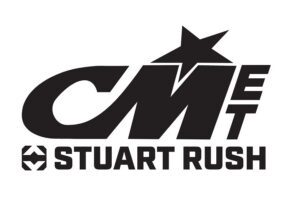 Black and white logo with stylized text "CM ET" featuring a star, and "Stuart Rush" in bold letters below.